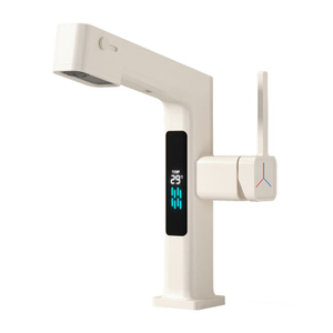 Digital display wash basin wash basin full copper pulling hot and cold telescopic wash basin wash head single hole faucet